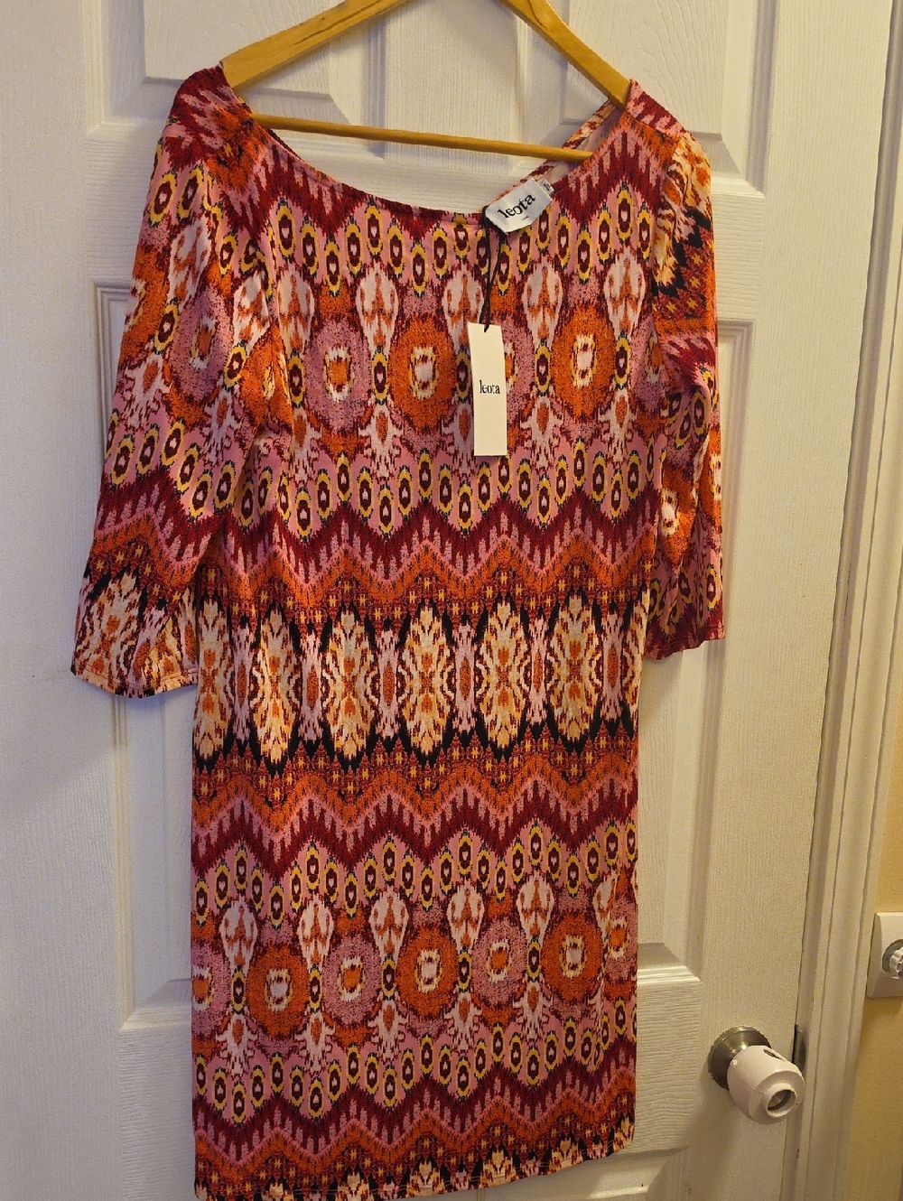 Leota Abstract Print Hi Low Tunic Dress Womens Size Large NWT